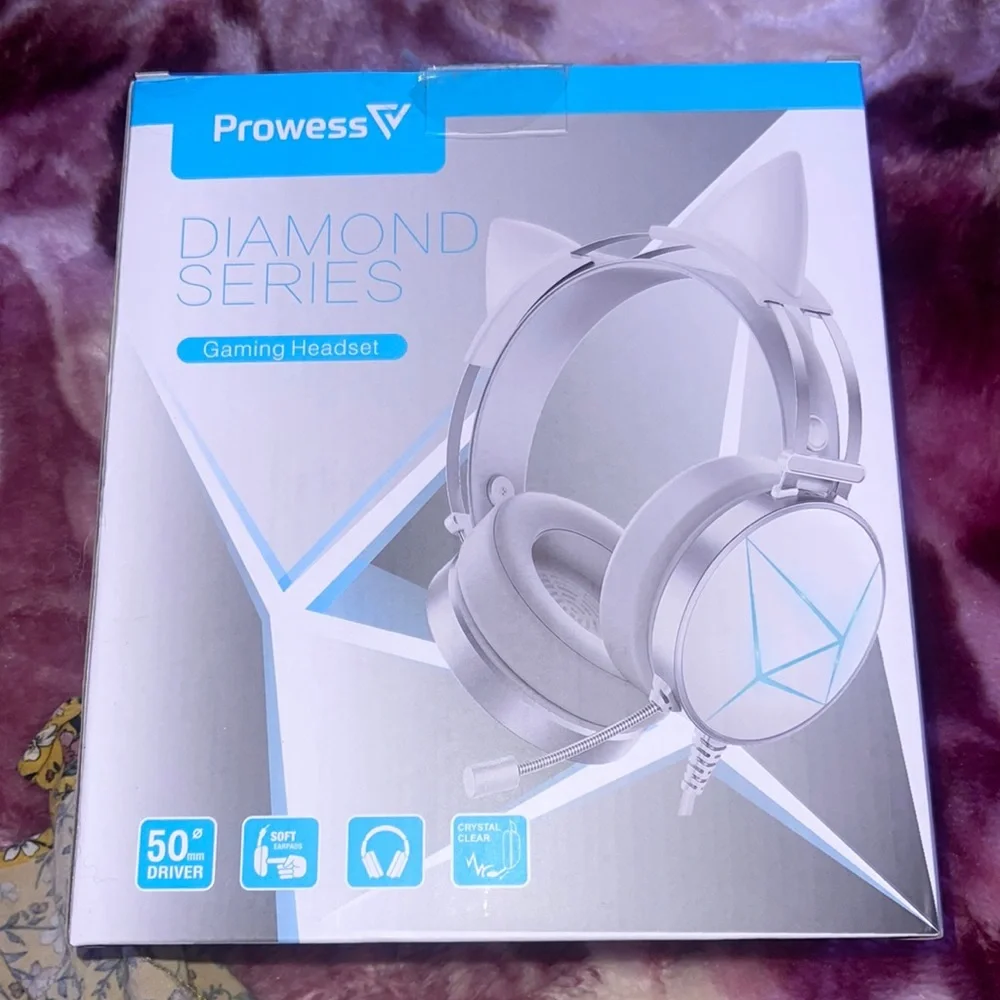 Cat ears Gaming Headset with microphone for Pc, Xbox and PlayStation. White.